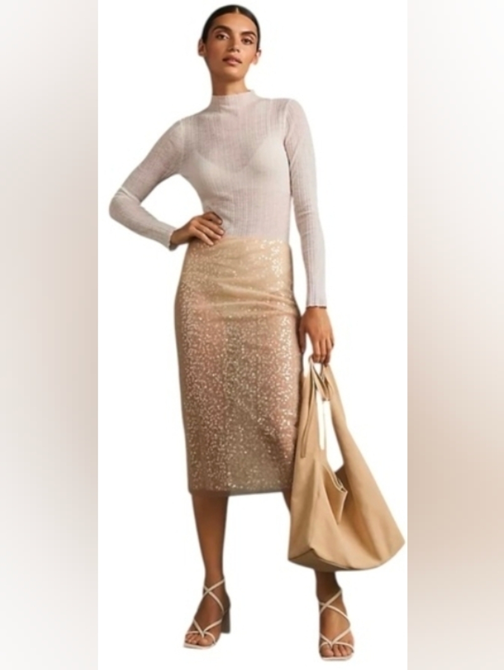 Jason WU Sheer Sequin Midi-Skirt - Picture 3 of 16
